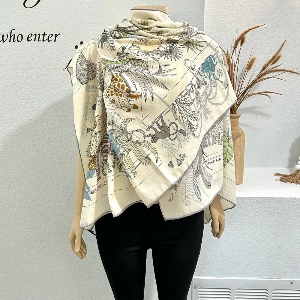HERMES Precious Paradise Silk Shawl Carre 90 Multicolor Scarf Wrap - Picture 5 of 10